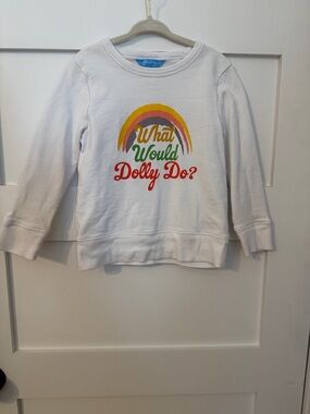 Draper James White Kids Sweatshirt with Rainbow 'What Would Dolly Do?'